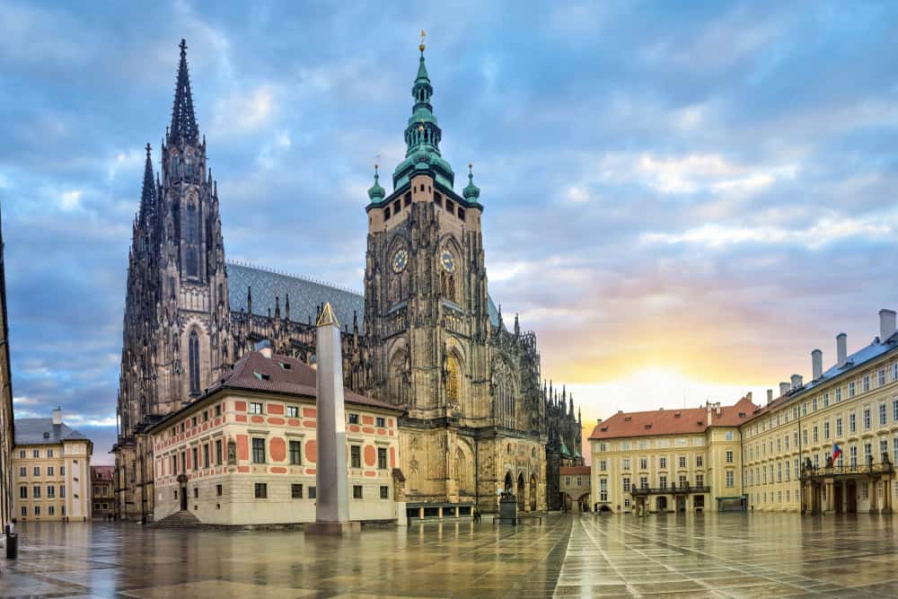 Facade of St. Vitus Cathedral in Prague Castl