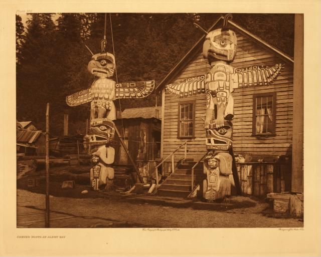 Carved Posts at Alert Bay by Edward S. Curtis