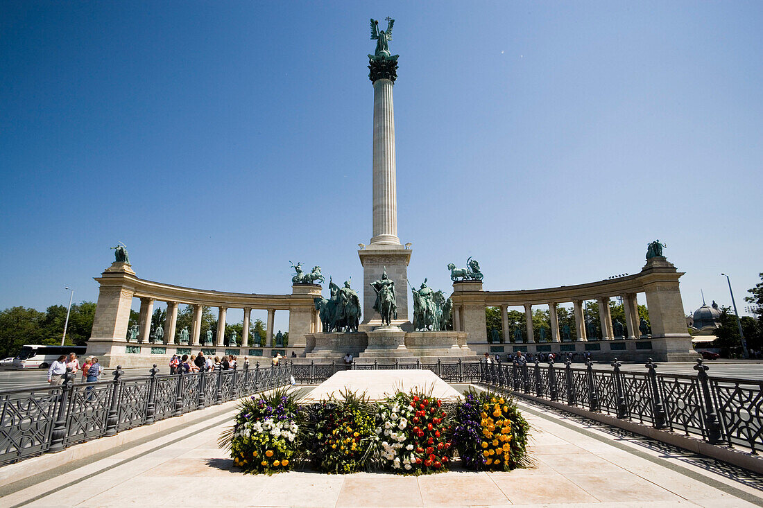 Detail of Millenary Monument in Heroes' Squar