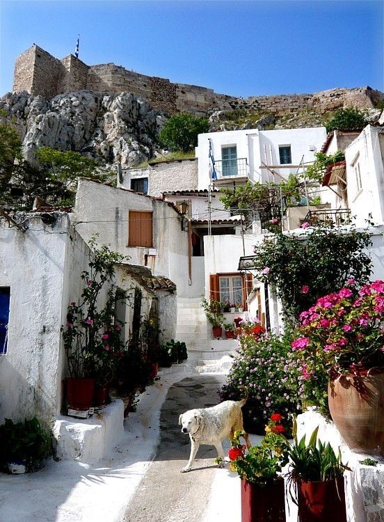 Stratonos Street with the Acropolis in backgr