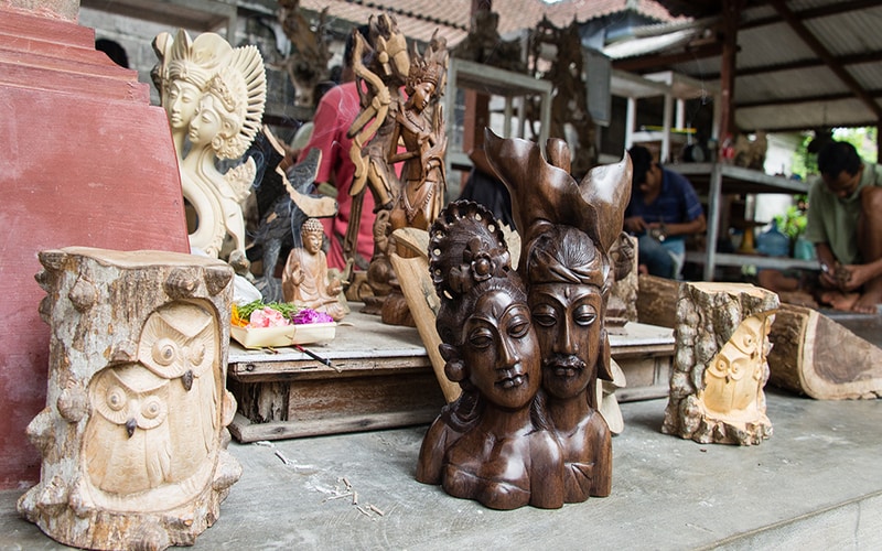 Symbolic wood carving statue, Bali, Indonesia