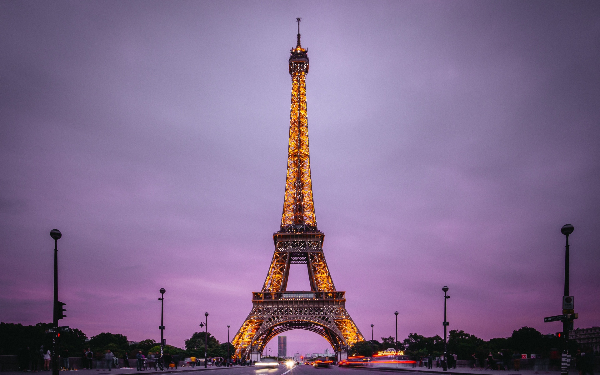 Eiffel Tower Illuminated at Twilight