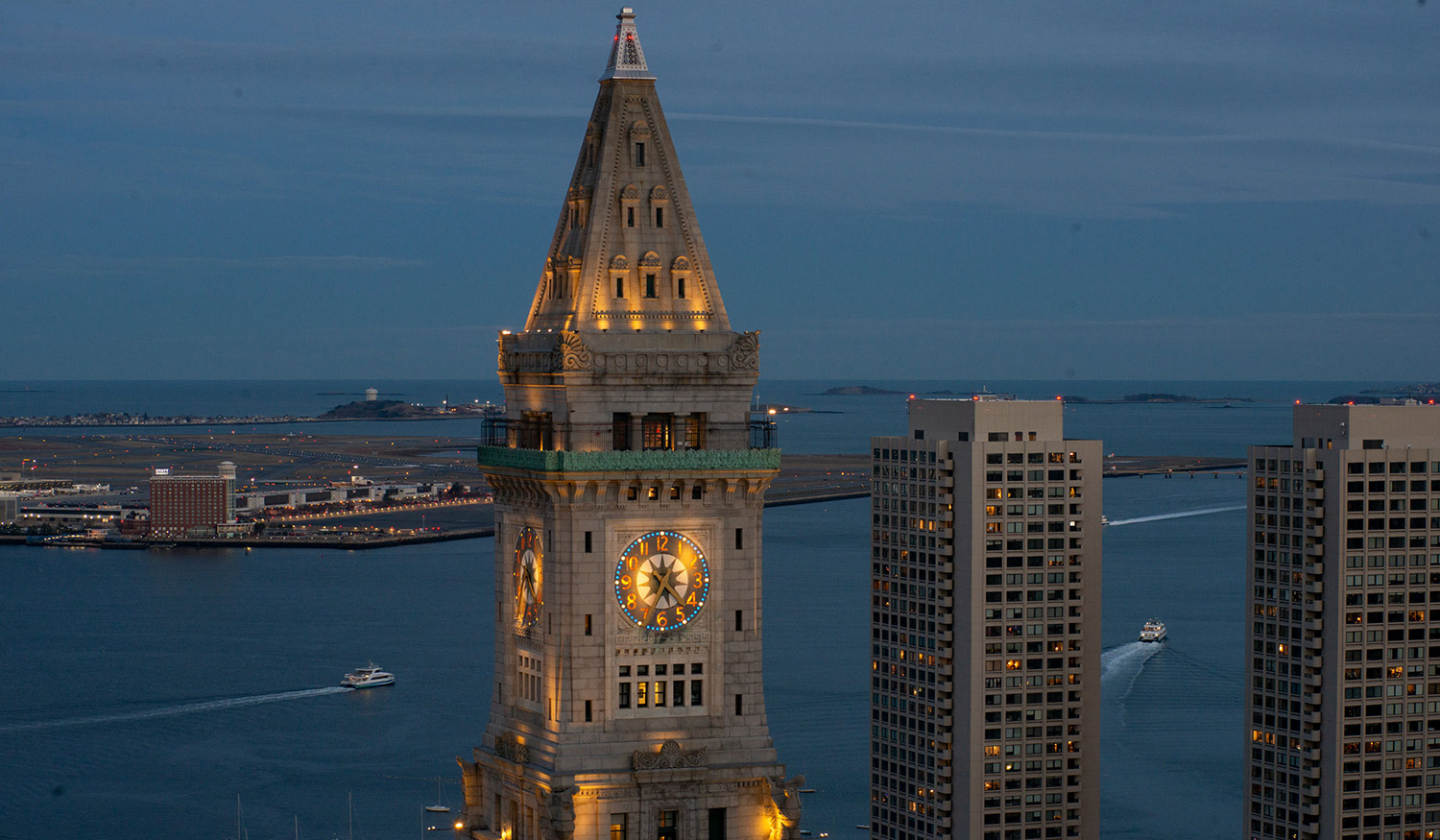 Clock Tower of Customs House at Night